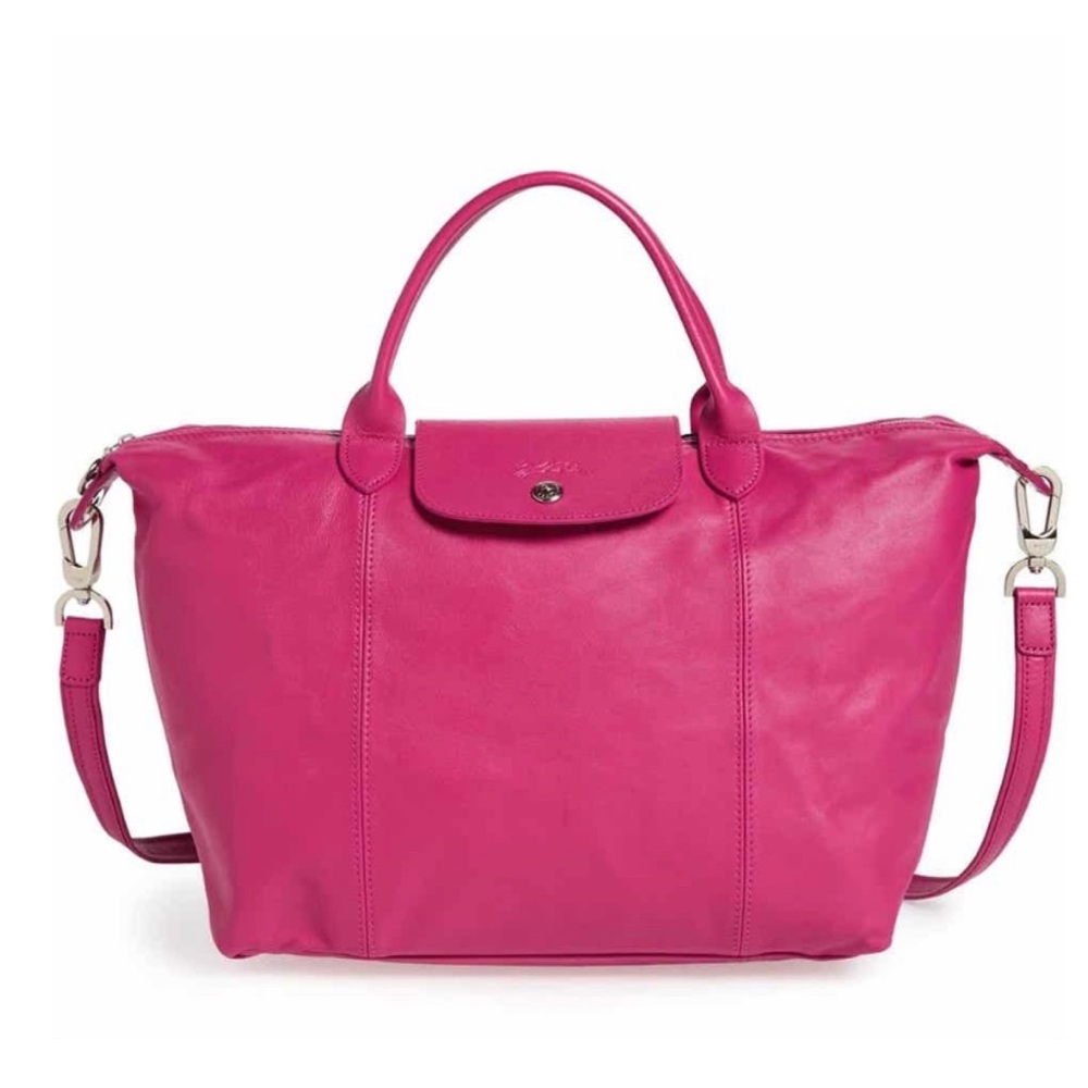 NWOT • Longchamp Le Pliage Cuir Leather Top Handle Tote